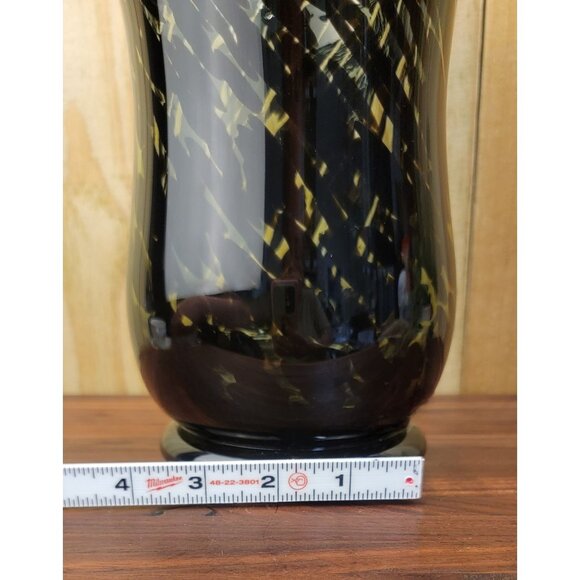 Vintage Hand Blown Green and Black Swirl Vase - Picture 14 of 16